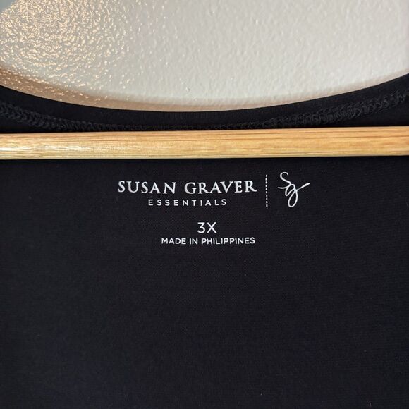 Susan Graver Black Wrap Tank Top Liquid Knit Sleeveless Blouse Travel Sz 3X - Picture 3 of 6